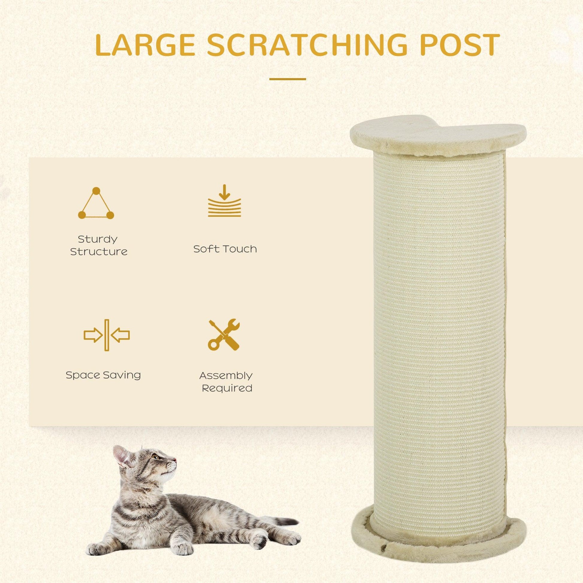 PawHut 85cm Tall Cat Scratching Post with Sisal Rope | Beige - ALL4U RETAILER LTD