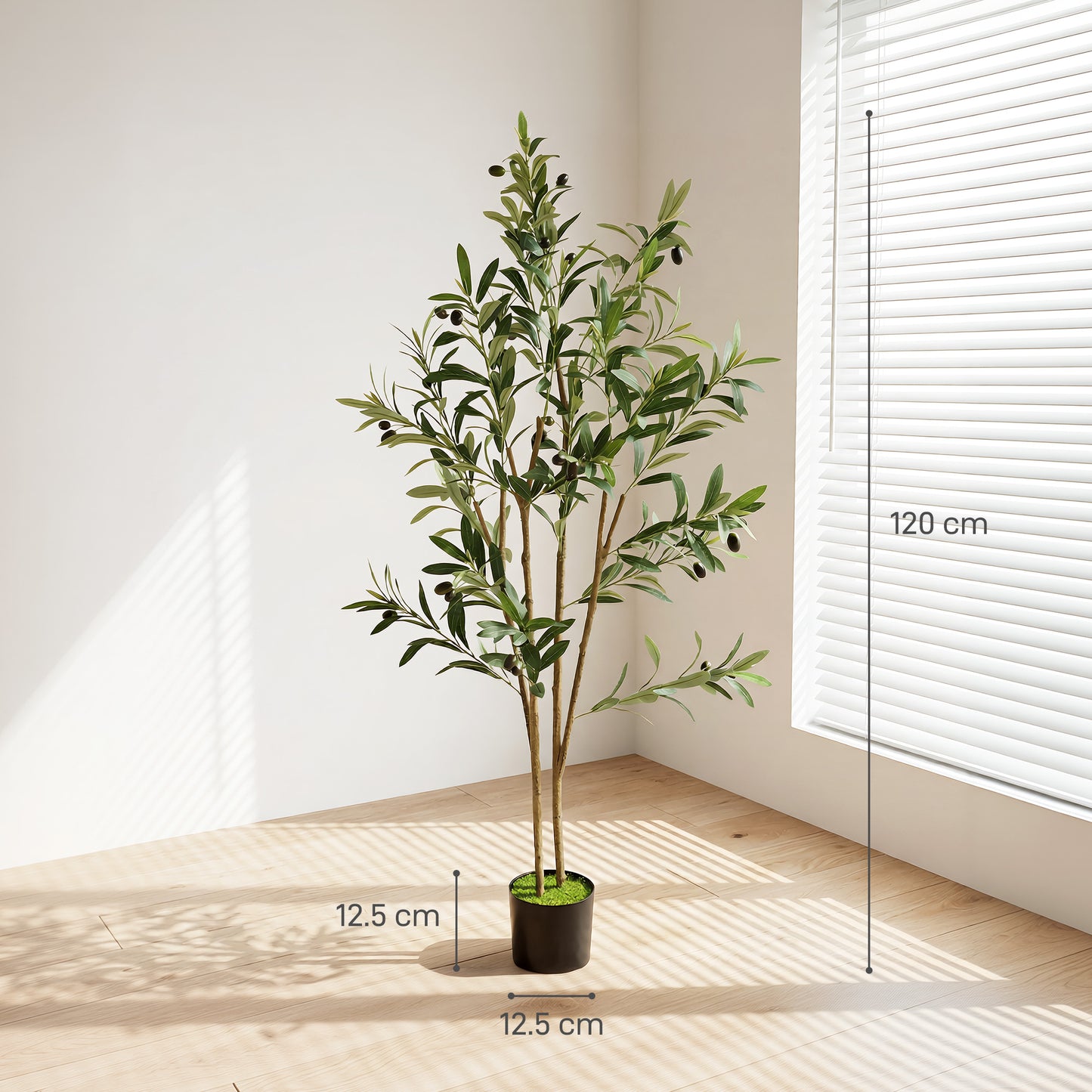 HOMCOM 120 Cm Silk Artificial Olive Tree With 303 Leaves In Cement Pot For Living Room Or Office Decor