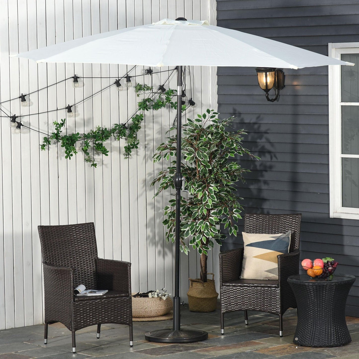 Outsunny Cantilever Offset Umbrella Base Cement Parasol Stand, Black - ALL4U RETAILER LTD