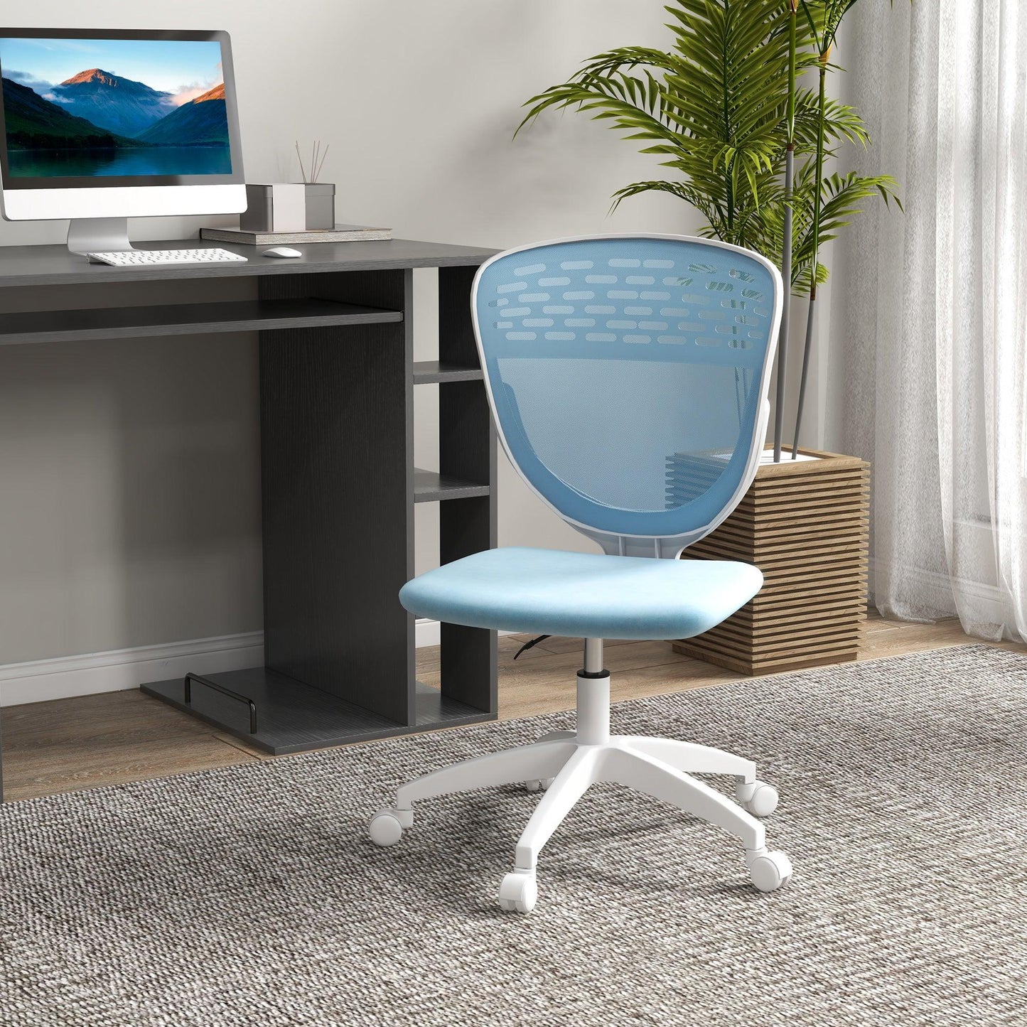 Vinsetto Mesh Office Chair, Blue, Swivel Wheels - ALL4U RETAILER LTD