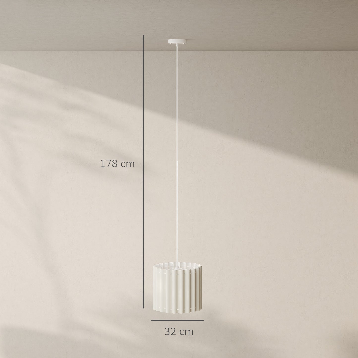 HOMCOM Linen Pendant Light With E27 Bulb Modern Hanging Ceiling Lamp White For Living Room Bedroom Kitchen Hallway