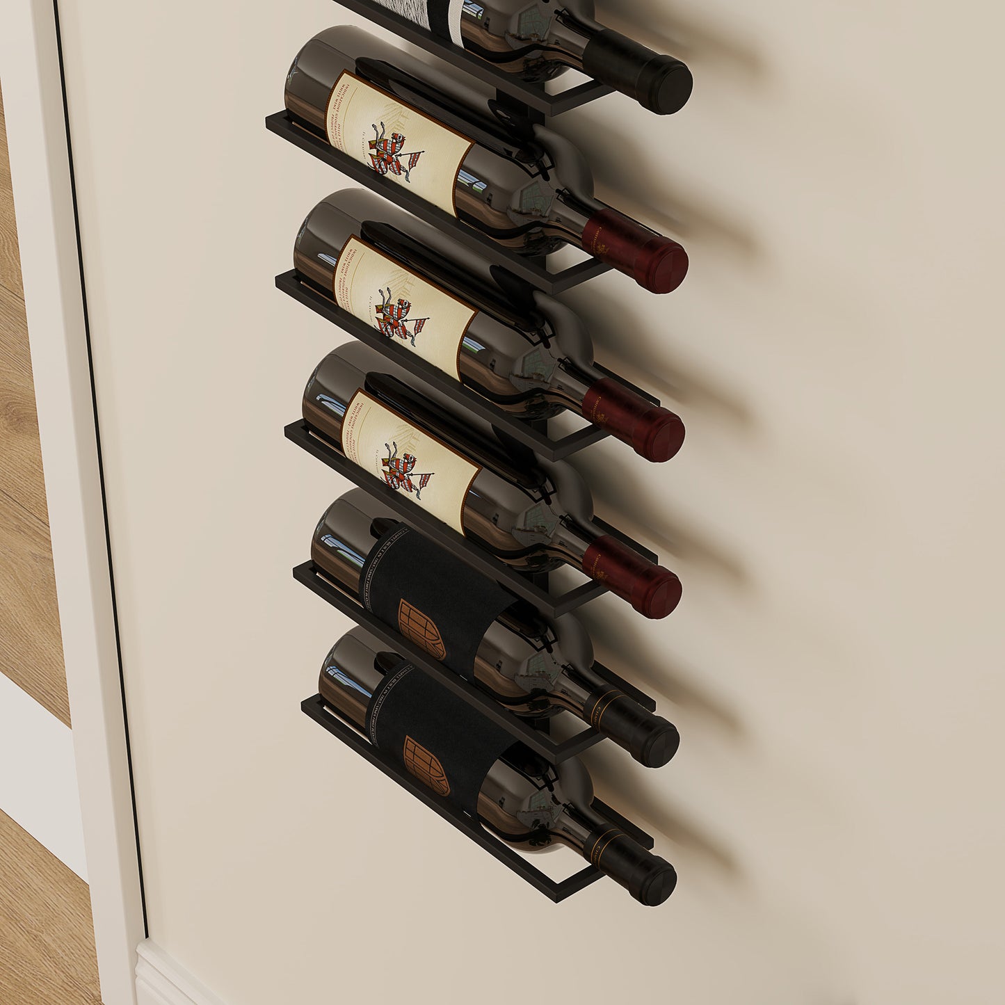 HOMCOM Wall Mounted 10 Tier Metal Wine Rack Display Storage Holder for Kitchen Dining Room Bar Cellar Black