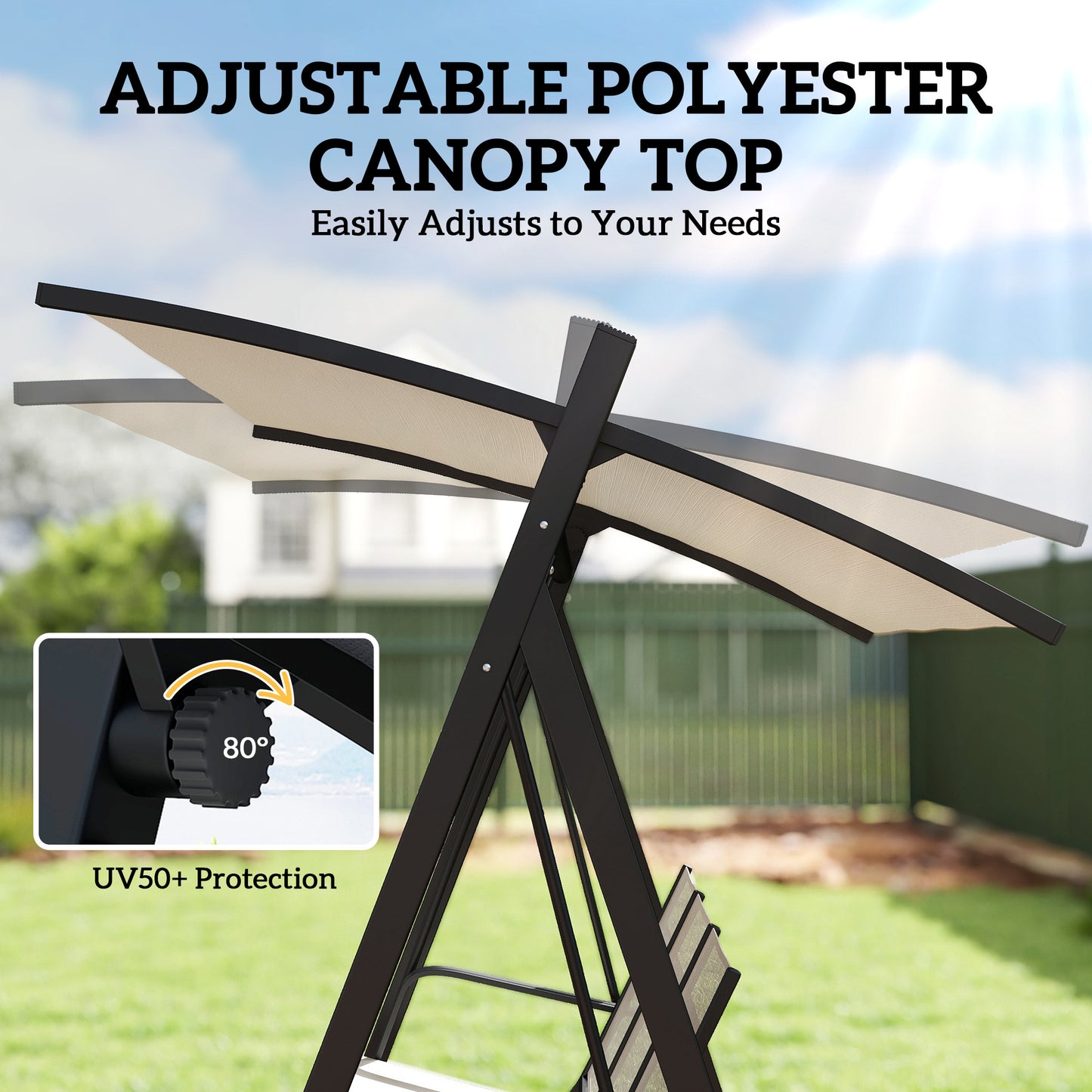 Outsunny 3 Seater Garden Swing Chair With Adjustable Tilting Canopy And Breathable Mesh Seat 360 Kg Capacity White