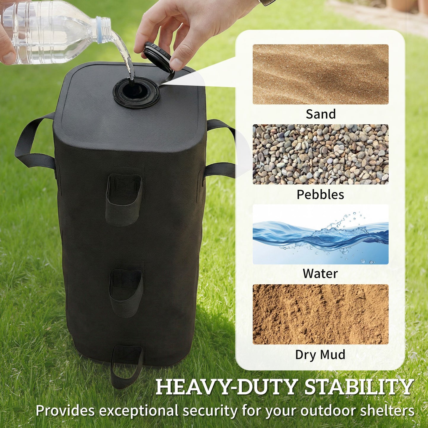 Outsunny 4 Pack Heavy Duty Gazebo Weight Bags 500D Sand Weights with Carry Handles for Garden Marquee Parasol Black
