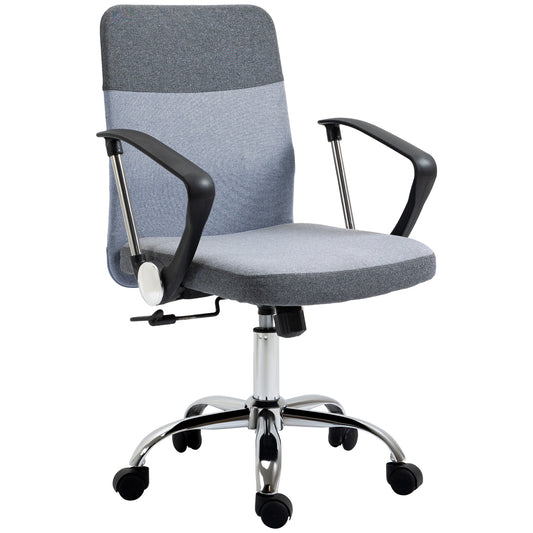 Vinsetto Adjustable Ergonomic Swivel Office Chair with Linen Fabric: Comfortable Desk Seating on Wheels for Home and Office, Grey - ALL4U RETAILER LTD