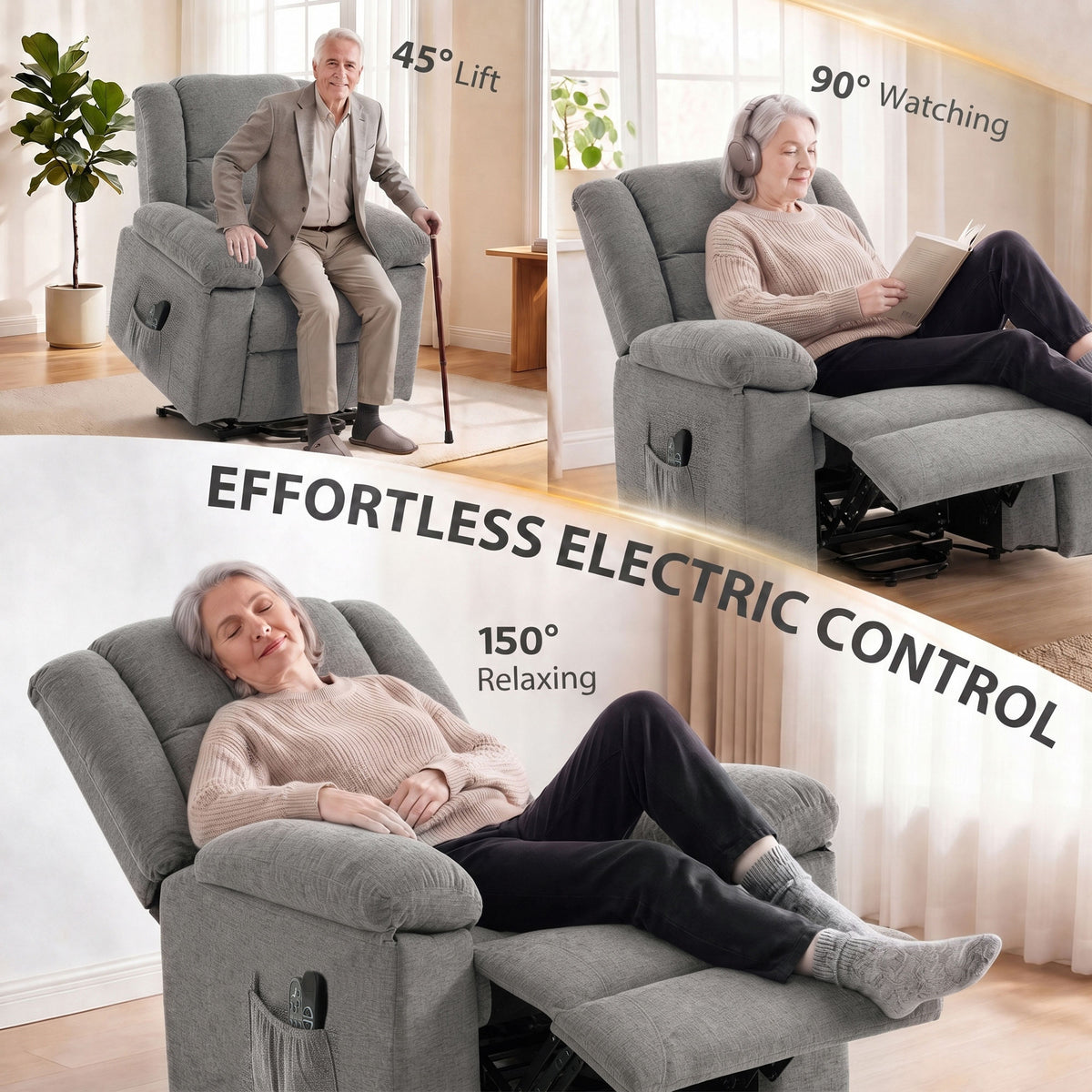 HOMCOM Power Lift Recliner Chair With Massage And Heat For Elderly Grey