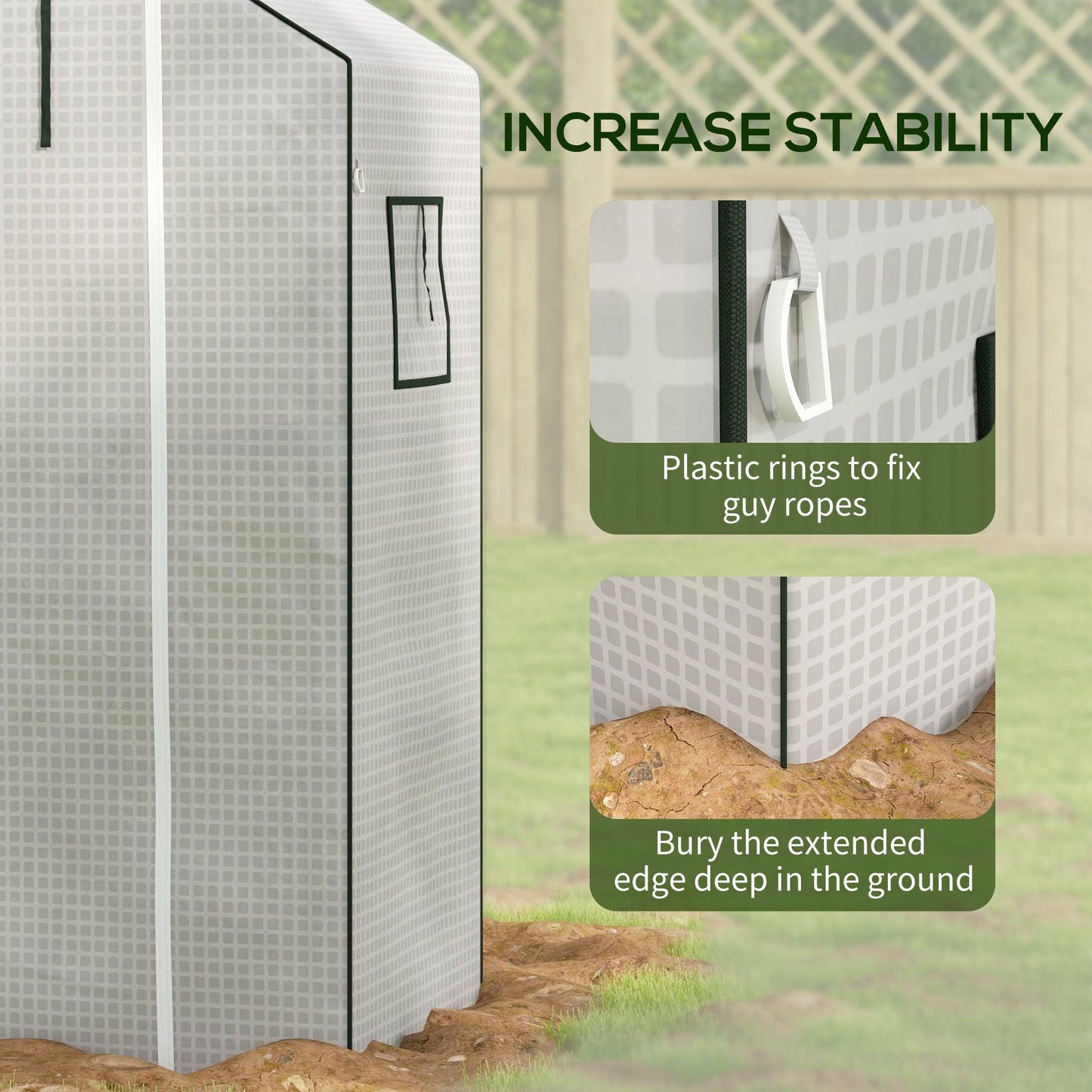 Outsunny Greenhouse Cover Replacement Walk-in PE Hot House Cover with Roll-up Door and Windows, 140 x 73 x 190cm, White - ALL4U RETAILER LTD