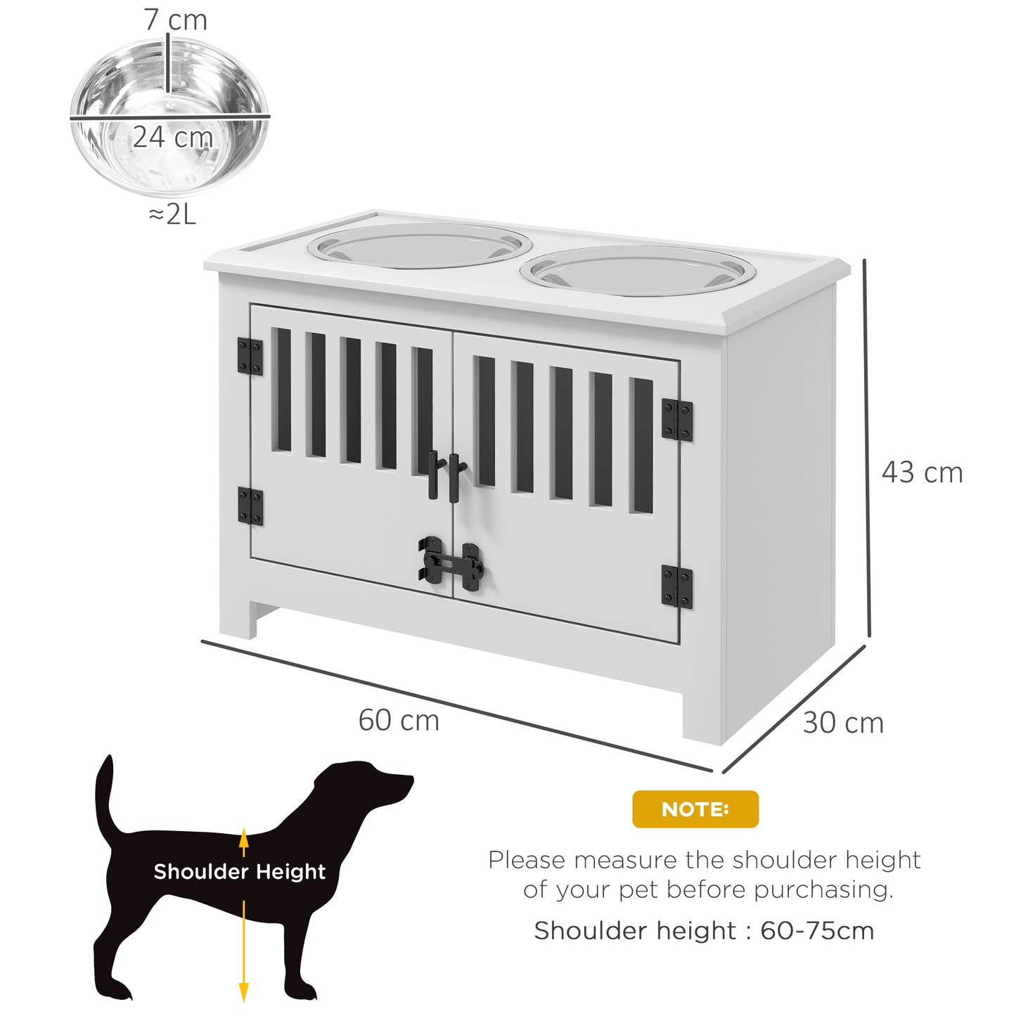 PawHut Elevated Pet Feeding Station with Storage for Large Dogs - Stylish White Design - ALL4U RETAILER LTD