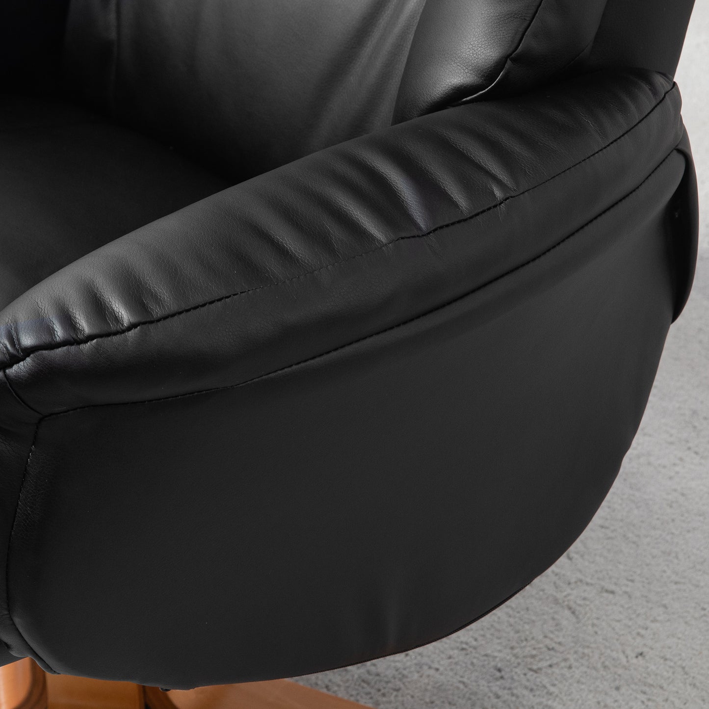 HOMCOM Rocking Recliner Chair With Footstool In PU Leather Wood Base For Living Room And Bedroom Black