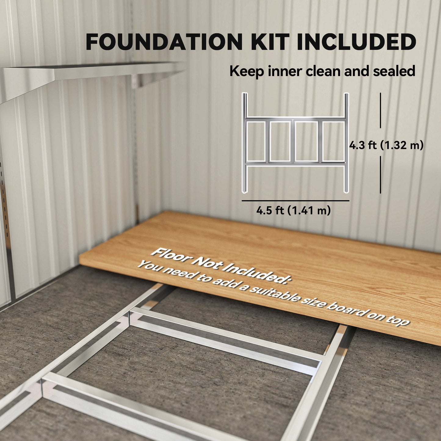 Outsunny 7 x 5ft Galvanised Metal Shed With Sliding Door For Outdoor Storage Light Grey
