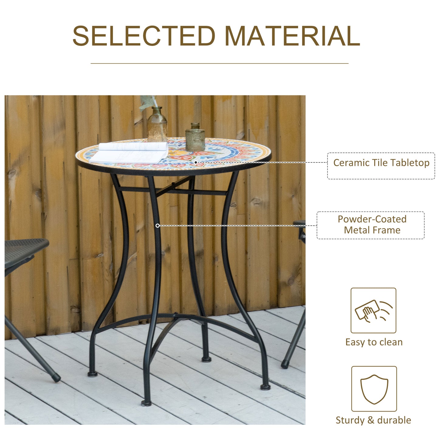 Outsunny Î¦60cm Mosaic Outdoor Patio Table - Red