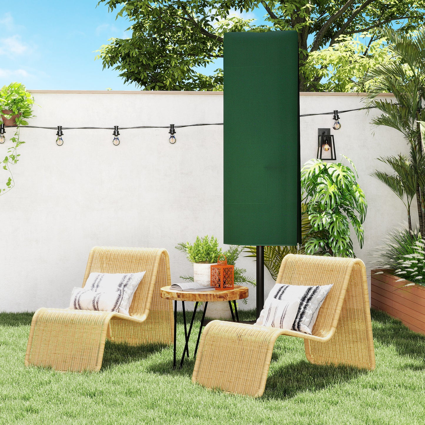Outsunny Garden Parasol Cover For Two To Four Point Six Meter Outdoor Umbrella Weatherproof Dark Green