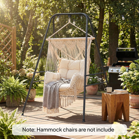Outsunny Hammock Chair Stand 150 Kg Load Capacity For Indoor Outdoor Use Black All Weather