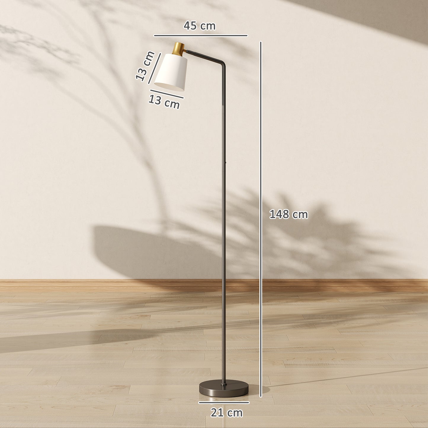 HOMCOM Floor Lamp With 350 Degree Rotatable Head And 3 Color Temperatures 3000K 4000K 6500K Living Room Black