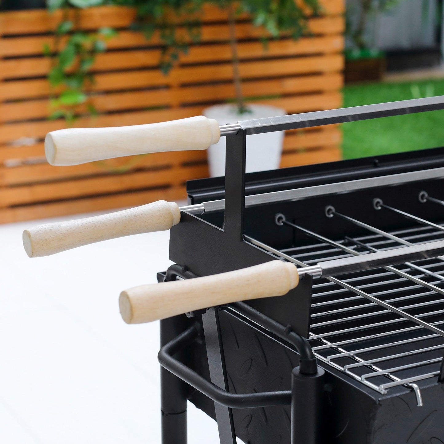 Outsunny Trolley BBQ Grill - Portable and Efficient - ALL4U RETAILER LTD