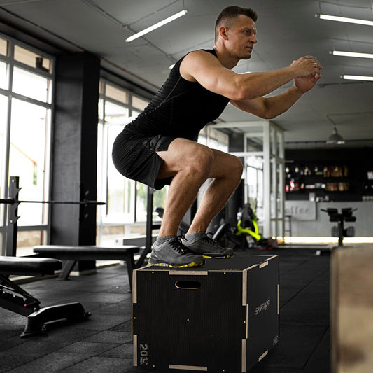 SPORTNOW Adjustable Wooden Plyo Box - 3-in-1 Anti-Slip Jump Platform for Home Gym Training - ALL4U RETAILER LTD