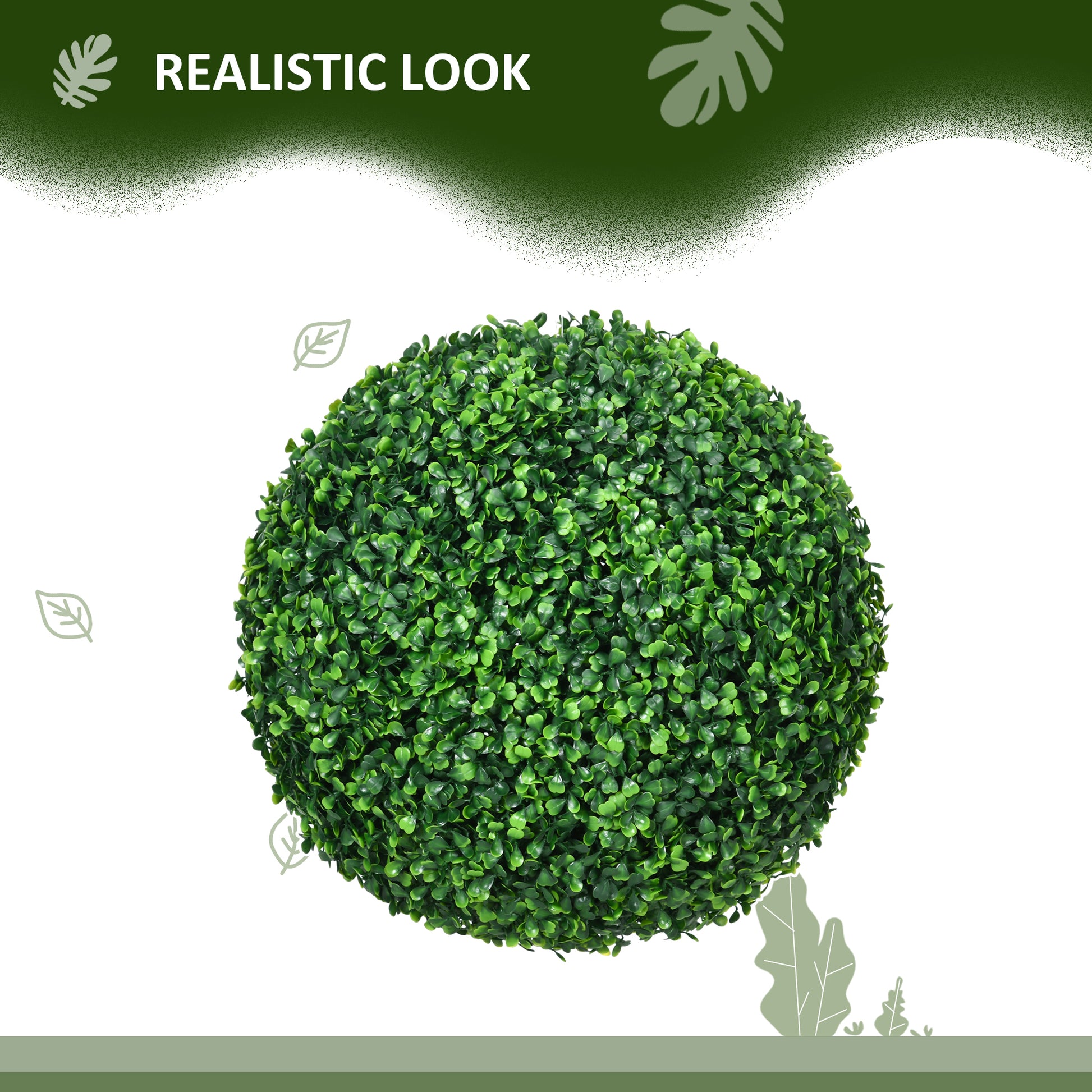 Outsunny Set of 2 Realistic Faux Boxwood Topiary Balls - 40cm Hanging Greenery for Indoor & Outdoor Décor - ALL4U RETAILER LTD