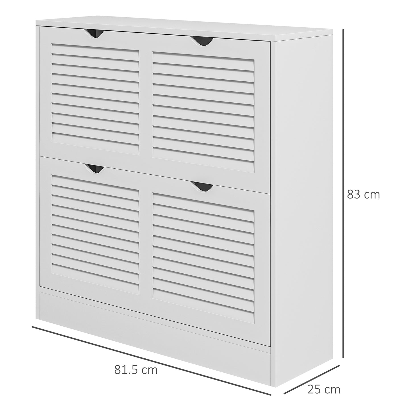 HOMCOM Narrow Entryway Shoe Cabinet With 2 Flip Drawers Louvered Doors Adjustable Shelves Fits 16 Pairs White