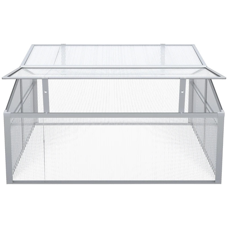 Outsunny 100x100cm Polycarbonate Cold Frame Greenhouse with Windows - Compact and Versatile Gardening Solution - ALL4U RETAILER LTD