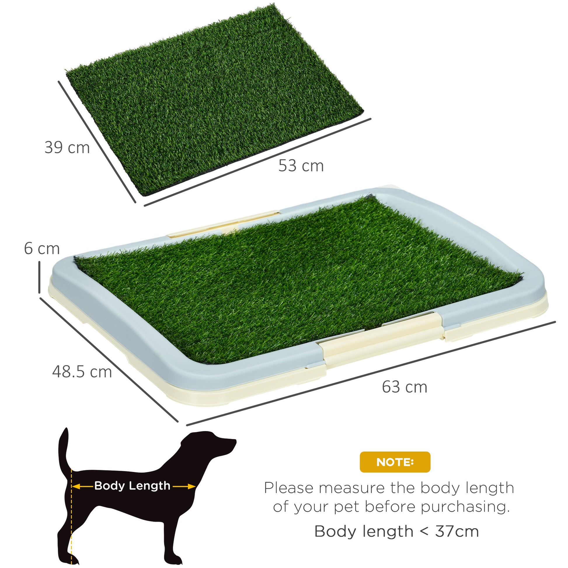 PawHut Indoor Pet Training Toilet with Artificial Grass and Leakproof Tray - 63 x 48.5cm - ALL4U RETAILER LTD