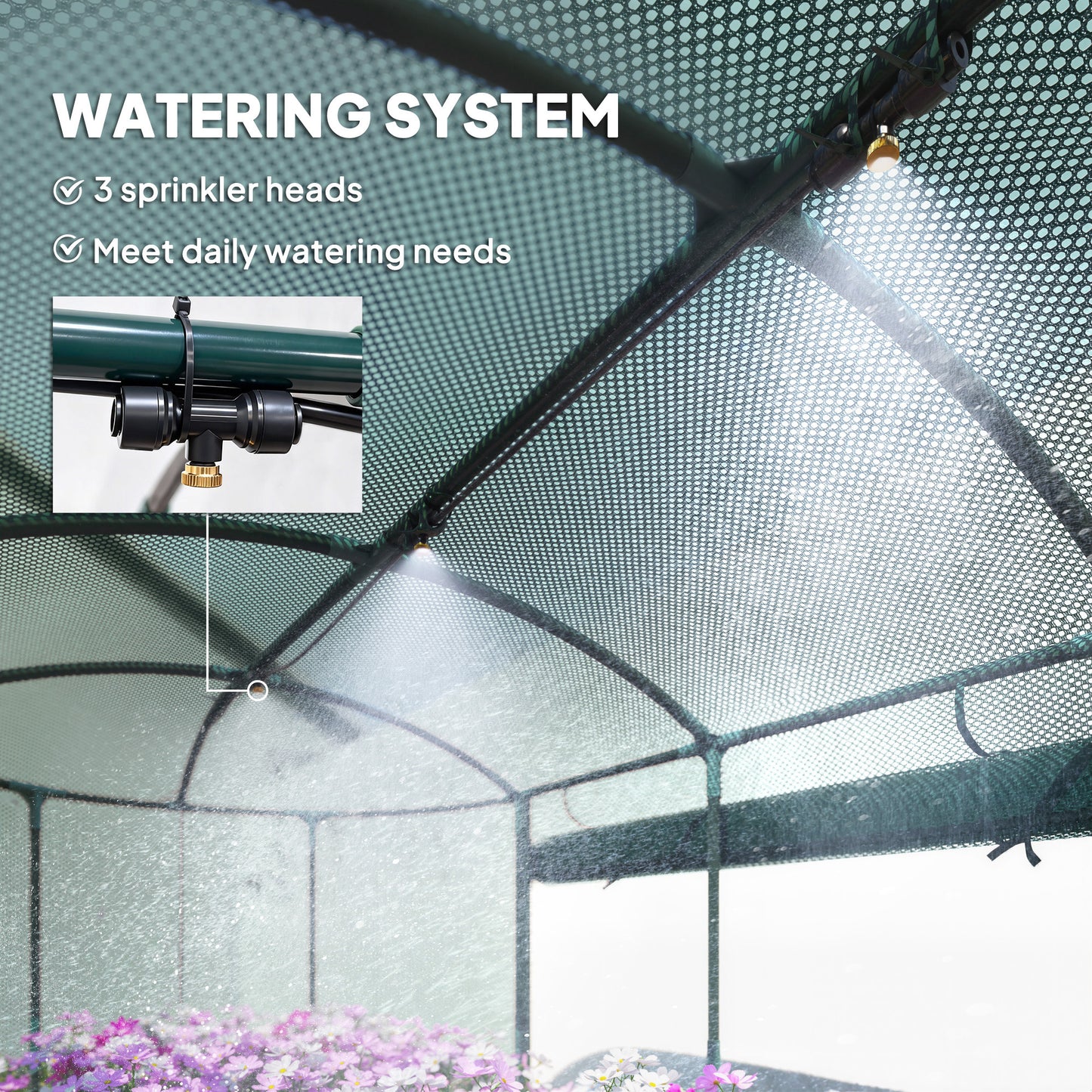 Outsunny Galvanised Raised Garden Bed Kit With Self Watering System Mesh Cover HDPE Cage 6x3Ft Dark Grey Green
