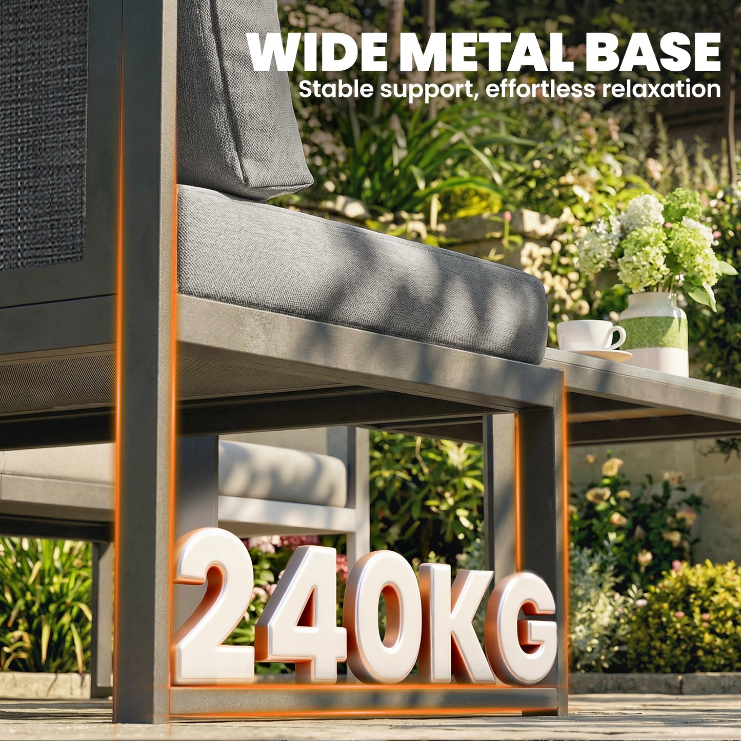 Outsunny 6 Seater Metal Garden Furniture Corner Sofa Set With 3 Loveseats Faux Wood Table Texteline Seat Cushions