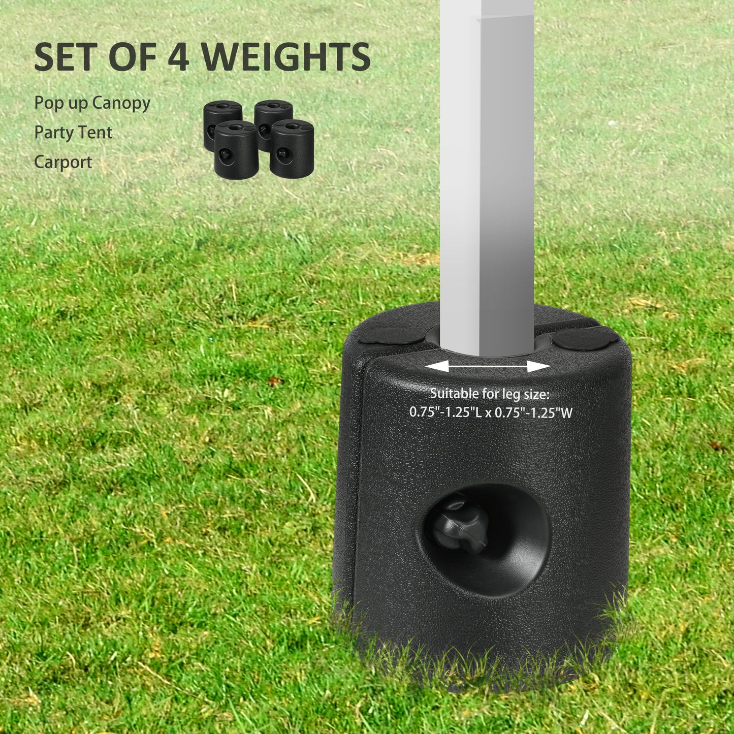 Outsunny HDPE Tent Weights Set Of 4 Canopy Weights Fill With Water Or Sand 48 Kg