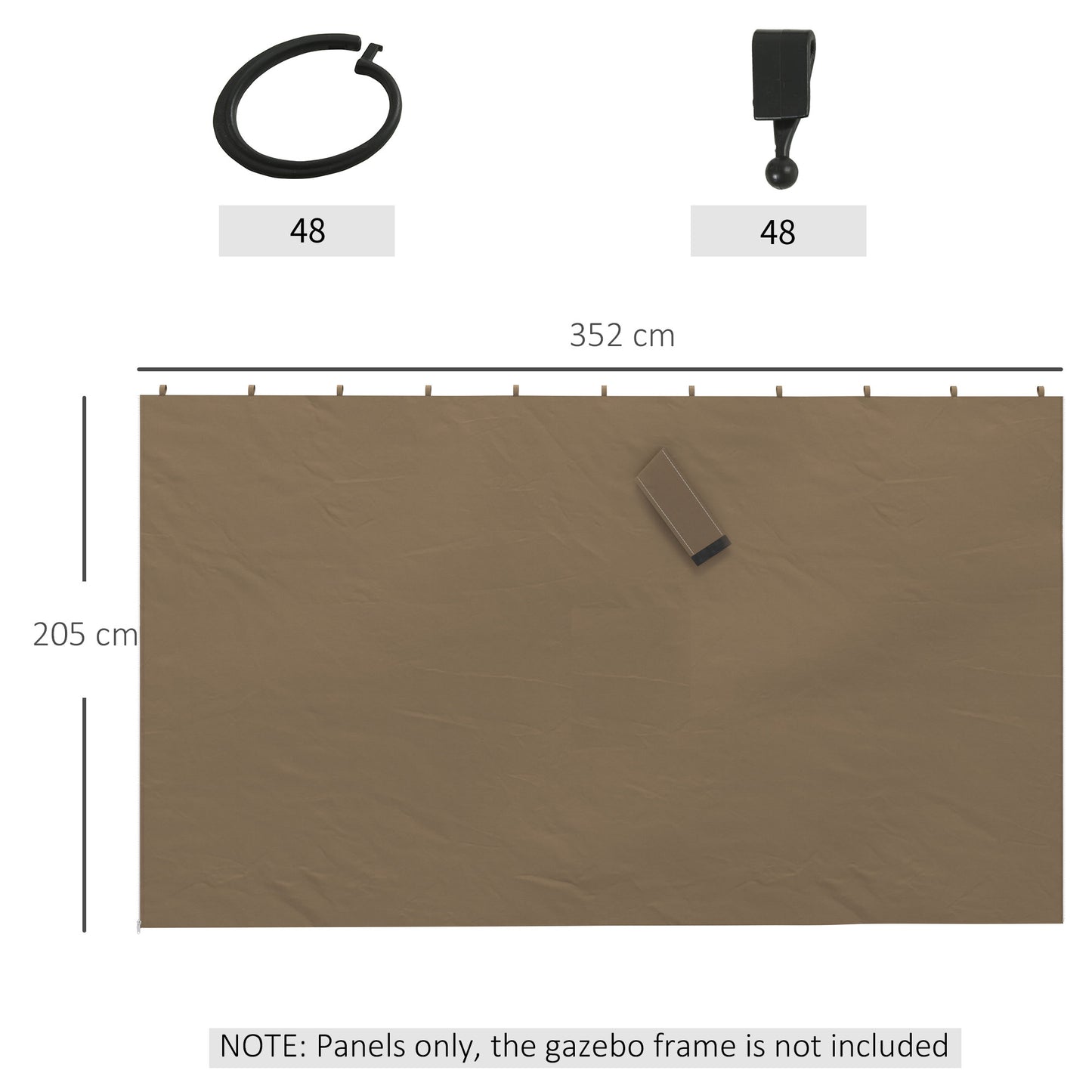 Outsunny 4 Pack Replacement Gazebo Curtains Privacy Panels For Most 3x4m Gazebos Dark Brown