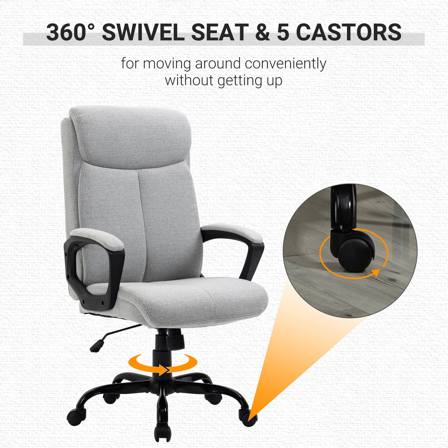 Vinsetto Premium High Back Ergonomic Office Chair with Adjustable Height and Padded Armrests - ALL4U RETAILER LTD