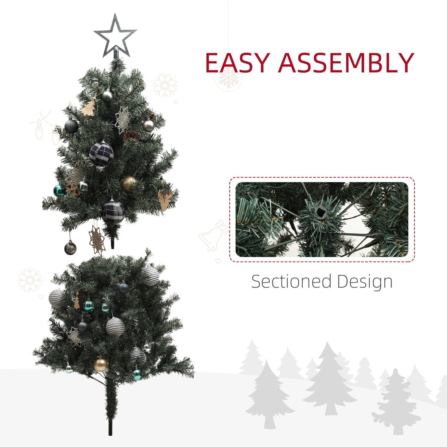 HOMCOM 5ft LED-Decorated Christmas Tree with Remote and Steel Base