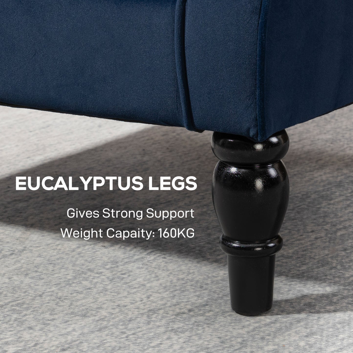 HOMCOM Wingback Accent Chair Retro Upholstered Button Tufted Occasional Chair For Living Room Bedroom Dark Blue