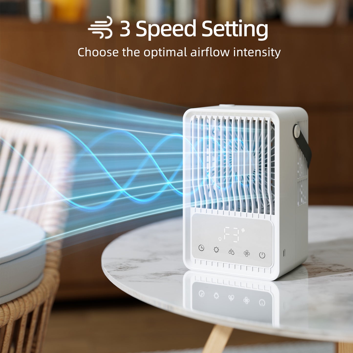 HOMCOM Portable Air Conditioner 4 In 1 Mini Cooler With 3 Wind Speeds 2 Mist Modes And 7 Colour RGB Light White