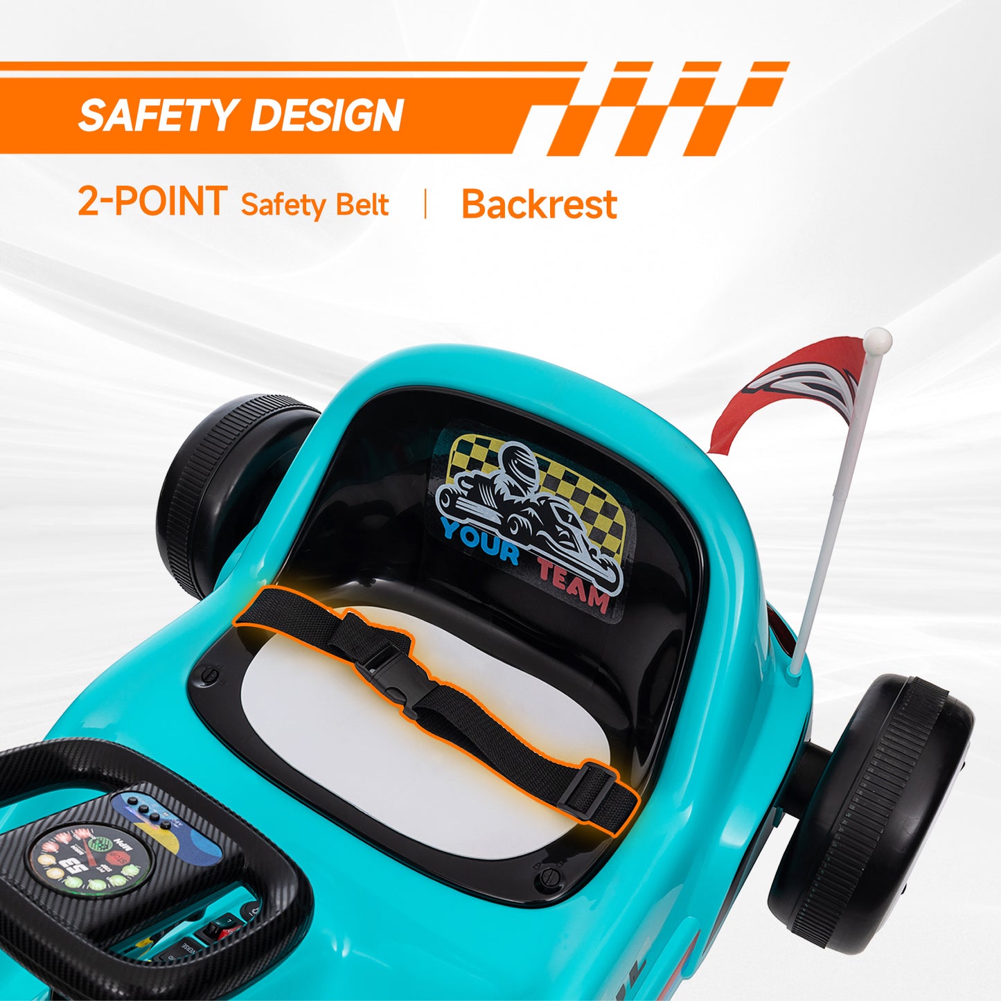 AIYAPLAY 6V Kids Electric Go Kart with Music, Lights, and Horn - Blue, for Ages 3-5