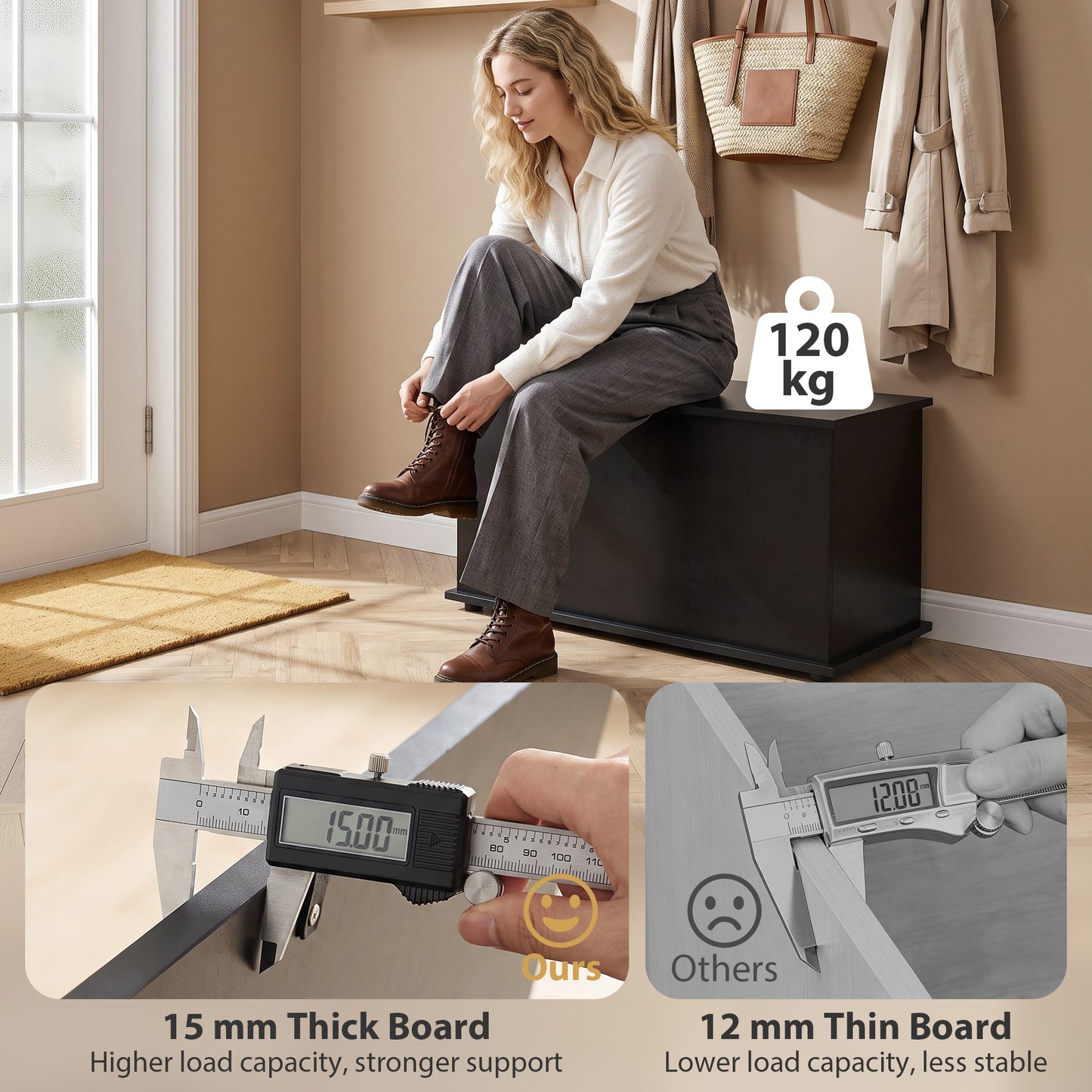 HOMCOM 102L Storage Chest Bed End Bench With Safety Hinged Lid For Bedroom