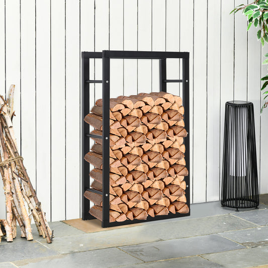 HOMCOM Stylish Metal Log Holder - Tall Firewood Rack for Indoor & Outdoor Use, Rust-Resistant Design, 60W x 25D x 100H cm - ALL4U RETAILER LTD