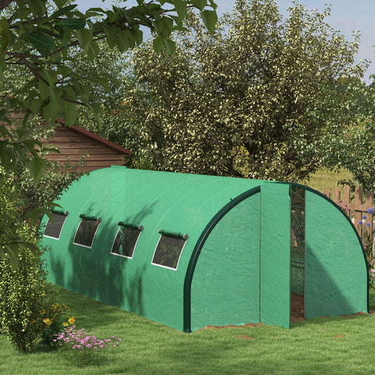 Outsunny Polyethylene Upgraded Structure Walk-in Polytunnel Greenhouse, 6 x 3(m), Green - ALL4U RETAILER LTD