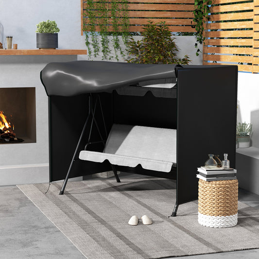 Outsunny 205 X 124cm Three Seater Swing Chair Protective Cover Outdoor Oxford Cloth UV Resistant With Front Zip Black