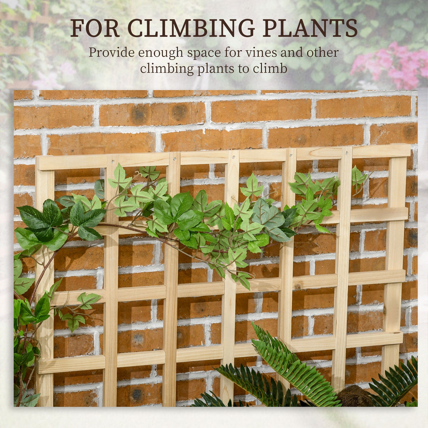 Outsunny 3 Tier Garden Planters With Trellis For Vine Climbing Wooden Raised Beds 95x95x110cm Natural Tone