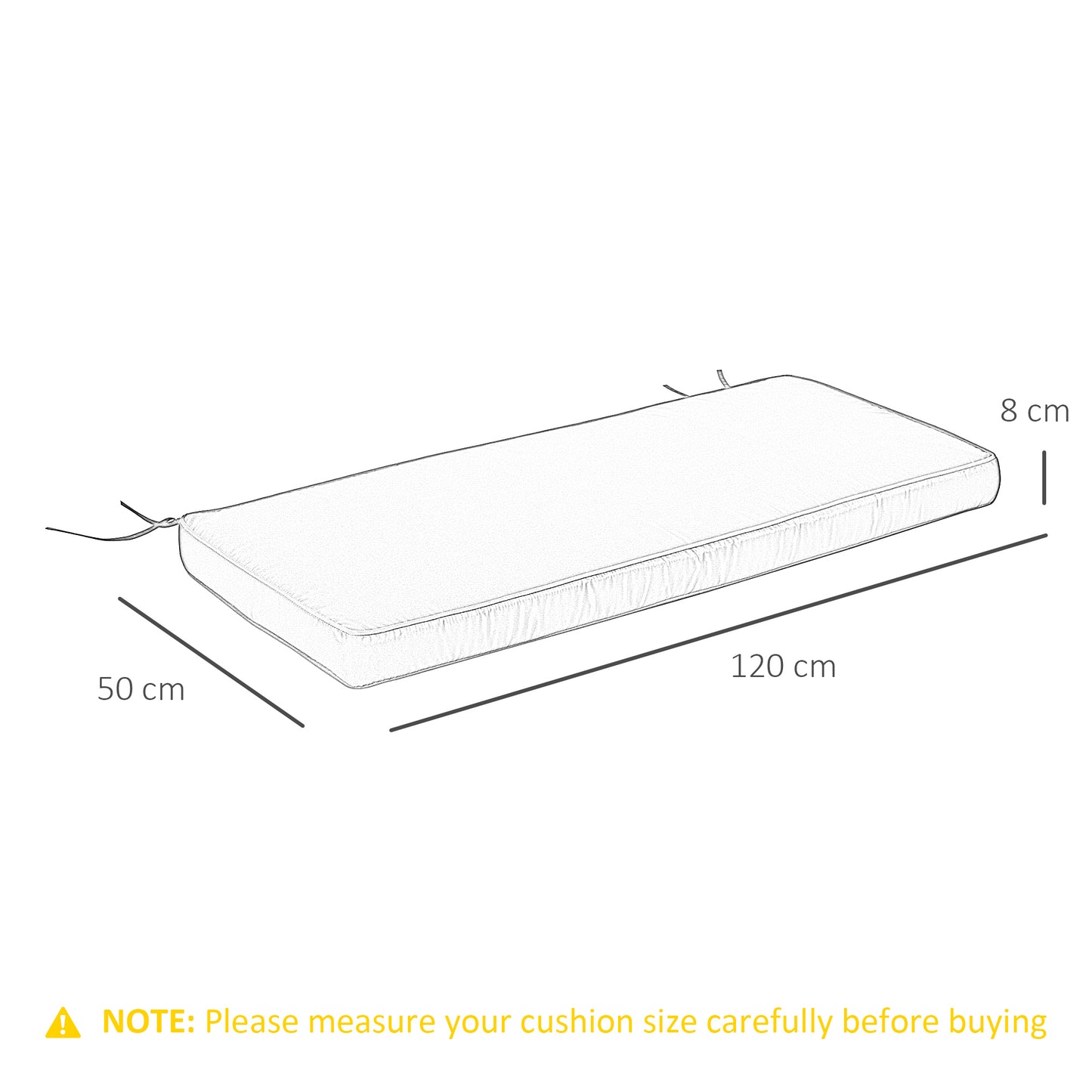 Outsunny Two Seater Garden Bench Cushion Light Grey Polyester Water Resistant Outdoor Seat Pad 120cm X 50cm