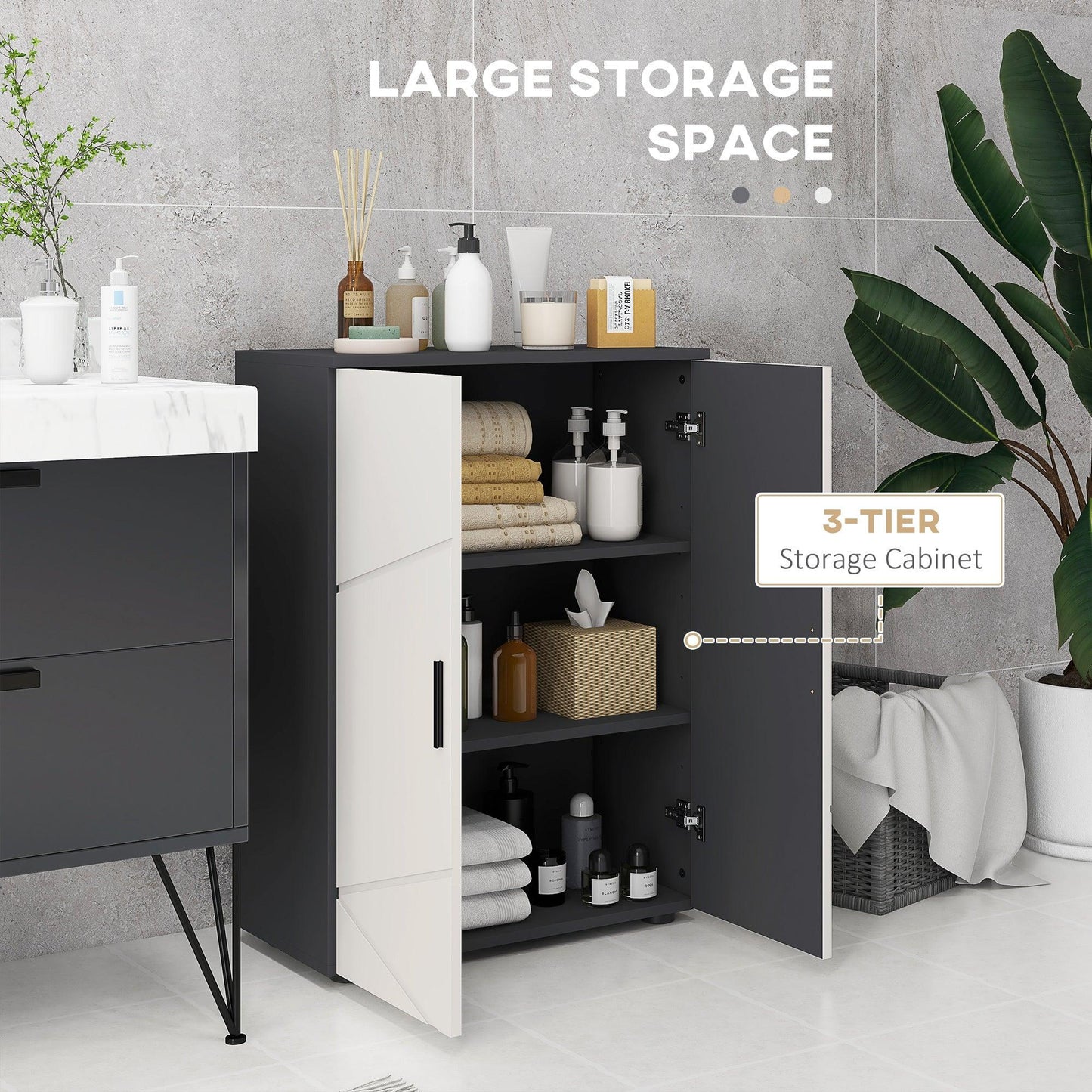 kleankin Bathroom Storage Cabinet, Small Bathroom Cabinet with Soft Close Doors - ALL4U RETAILER LTD