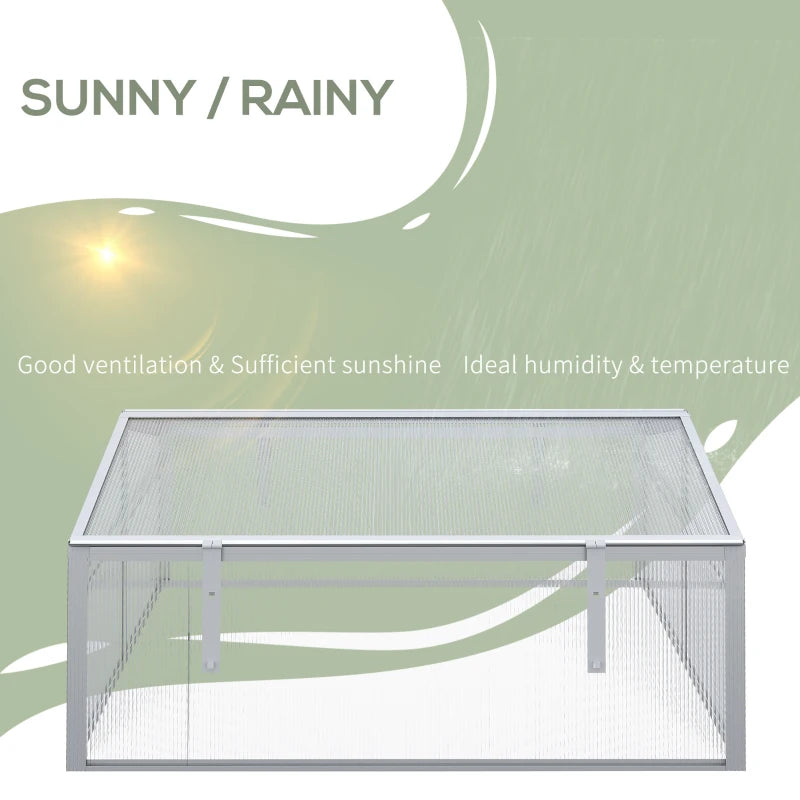 Outsunny 100x100cm Polycarbonate Cold Frame Greenhouse with Windows - Compact and Versatile Gardening Solution - ALL4U RETAILER LTD