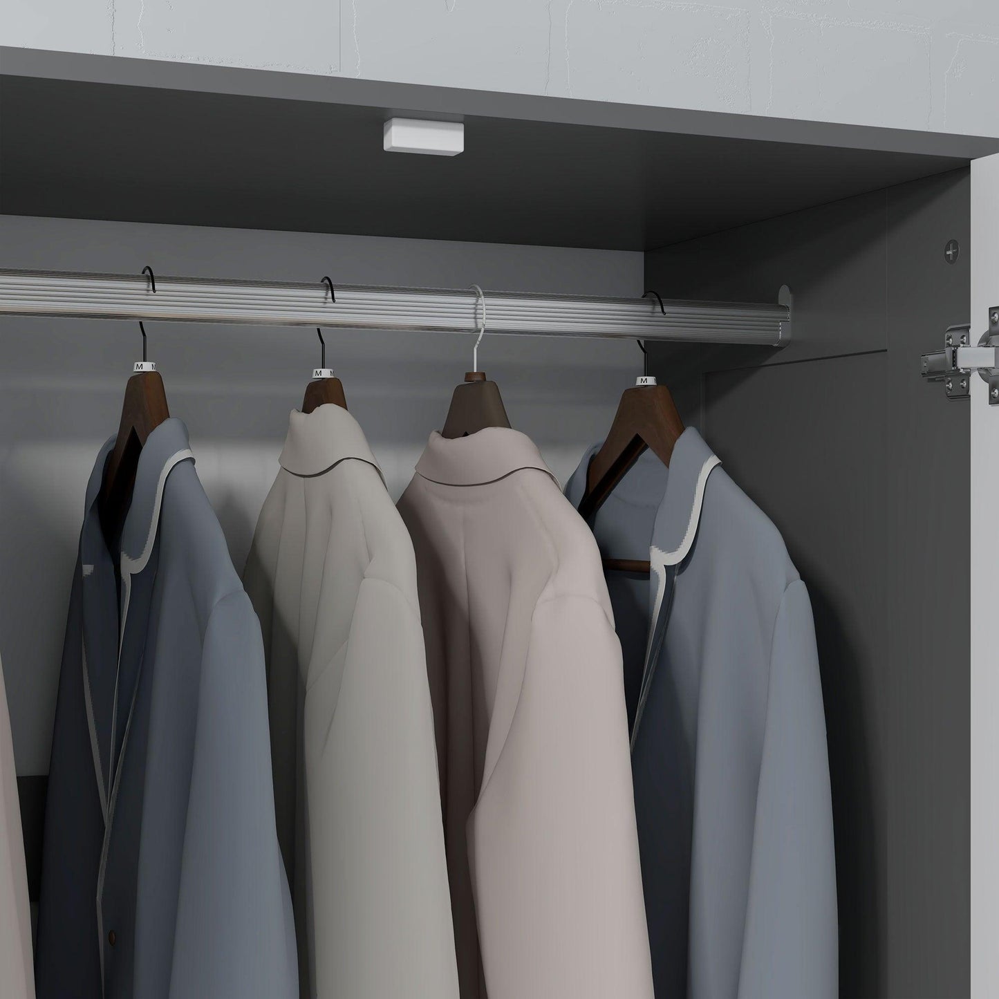 HOMCOM 2 Door Wardrobe, Modern Wardrobe with 3 Drawers and Hanging Rod for Bedroom, Grey - ALL4U RETAILER LTD