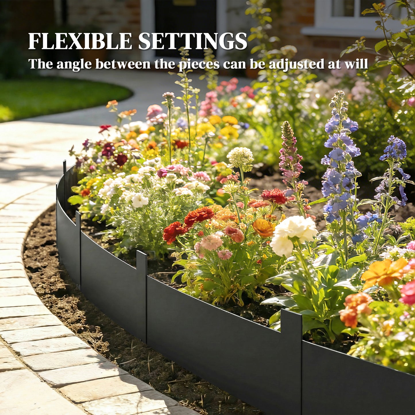 Outsunny 5 Pcs Metal Garden Fence Panels Picket Fence 115x20cm Weatherproof Black