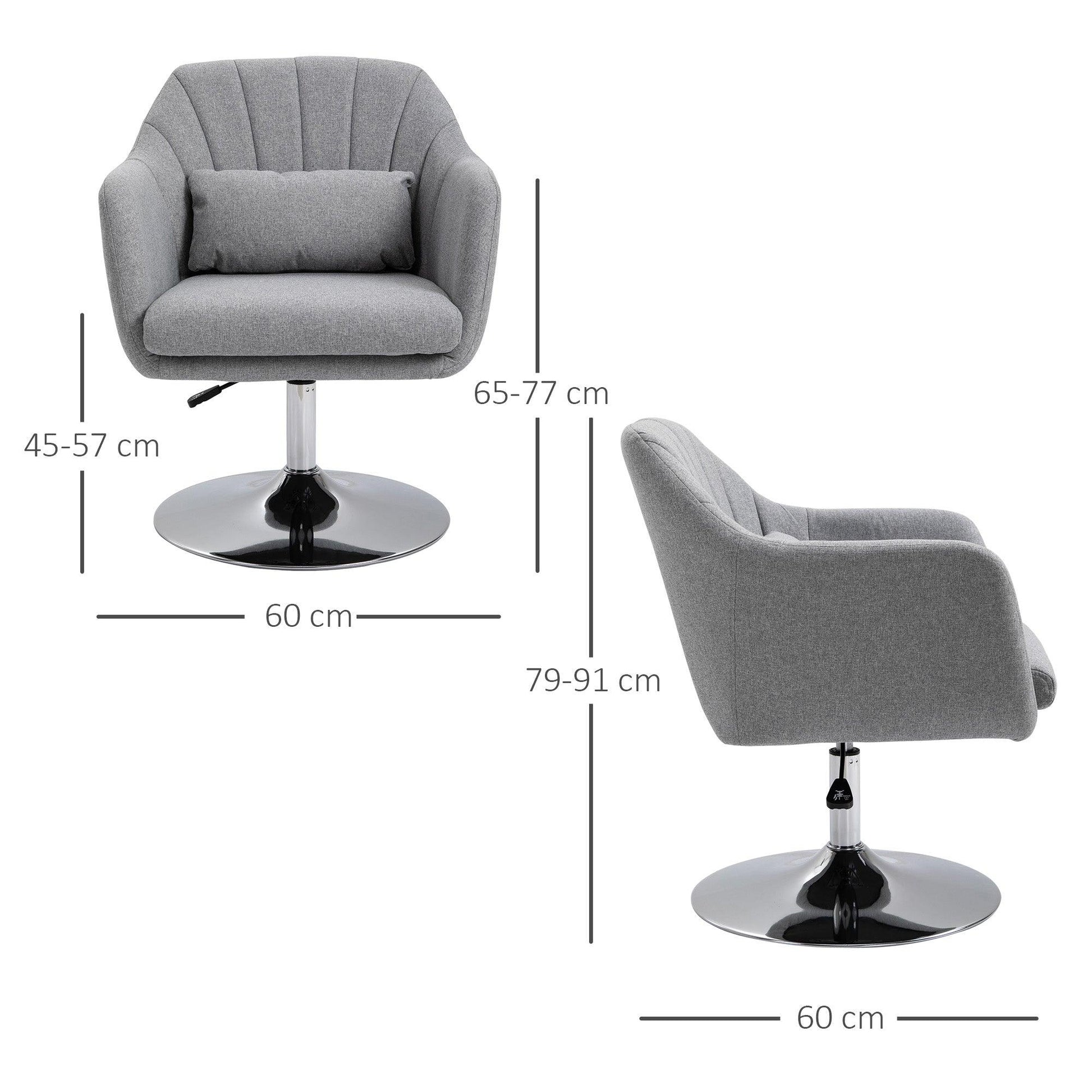 HOMCOM Stylish Retro Linen Swivel Tub Chair Steel Frame Cushion Seat Light Grey - ALL4U RETAILER LTD