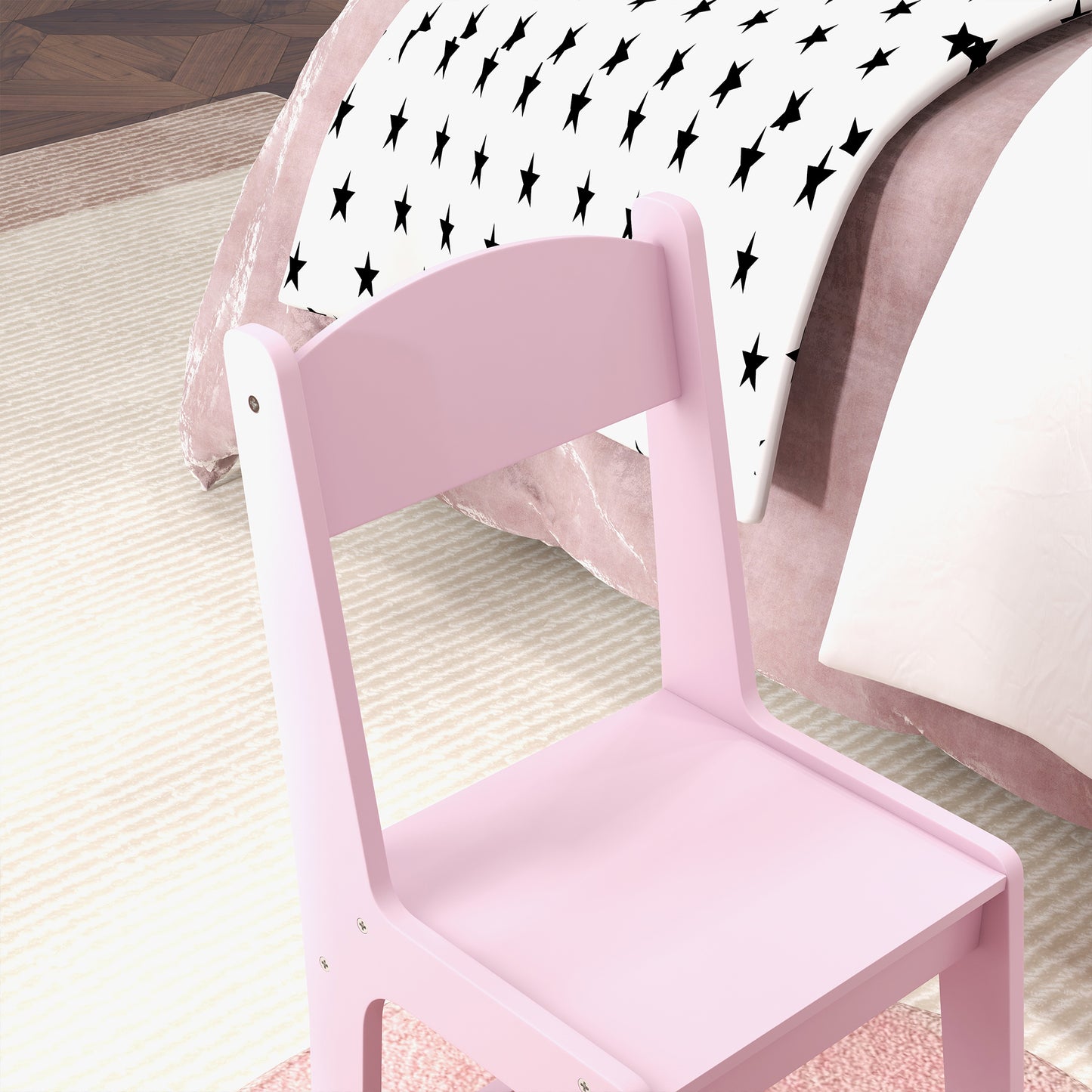 AIYAPLAY Pink Kids Vanity Set with Stool & Tri-Fold Mirror - Perfect for Playrooms & Bedrooms - ALL4U RETAILER LTD