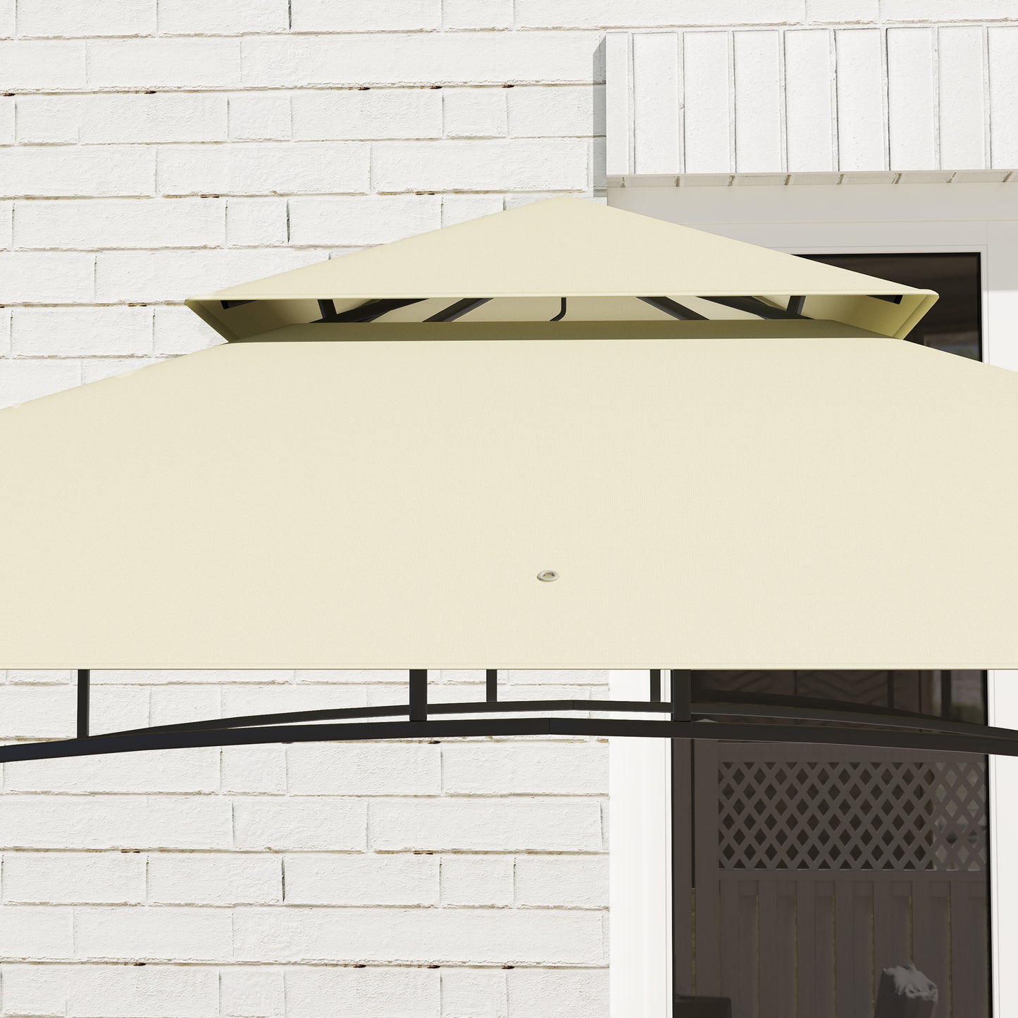 Outsunny 8x5 Outdoor Grill Gazebo Canopy With Double Tier Two Side Shelves Storage Baskets Beige