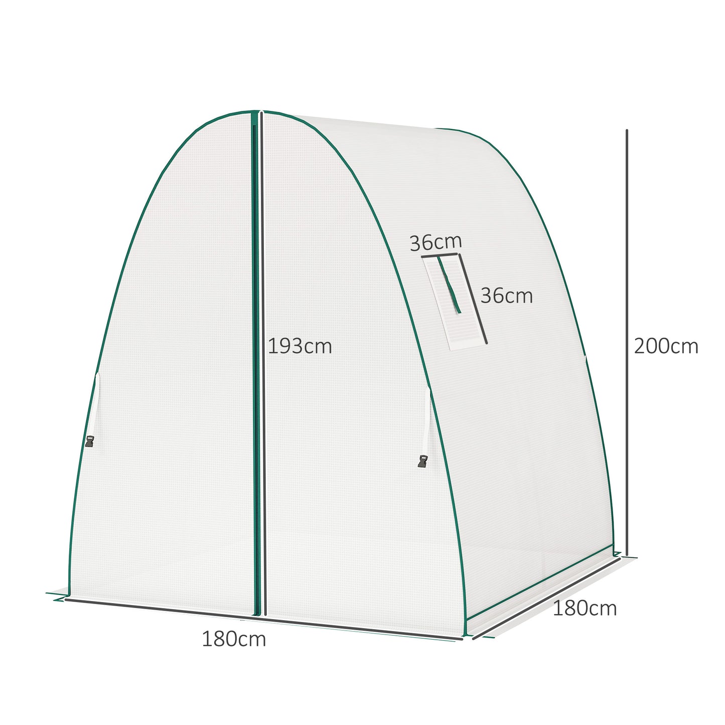 Outsunny Walk In Polytunnel Greenhouse With Sandbags Two Doors Screen Windows Size 1.8x1.8x2 Meters White