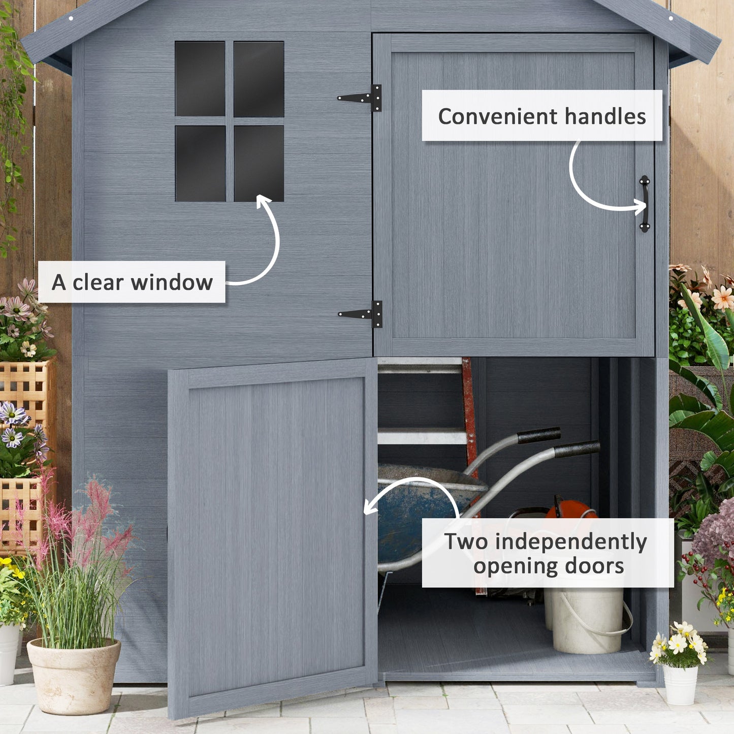 Outsunny Wooden Garden Storage Shed with Apex Roof and Window - 6 x 6.5FT - ALL4U RETAILER LTD