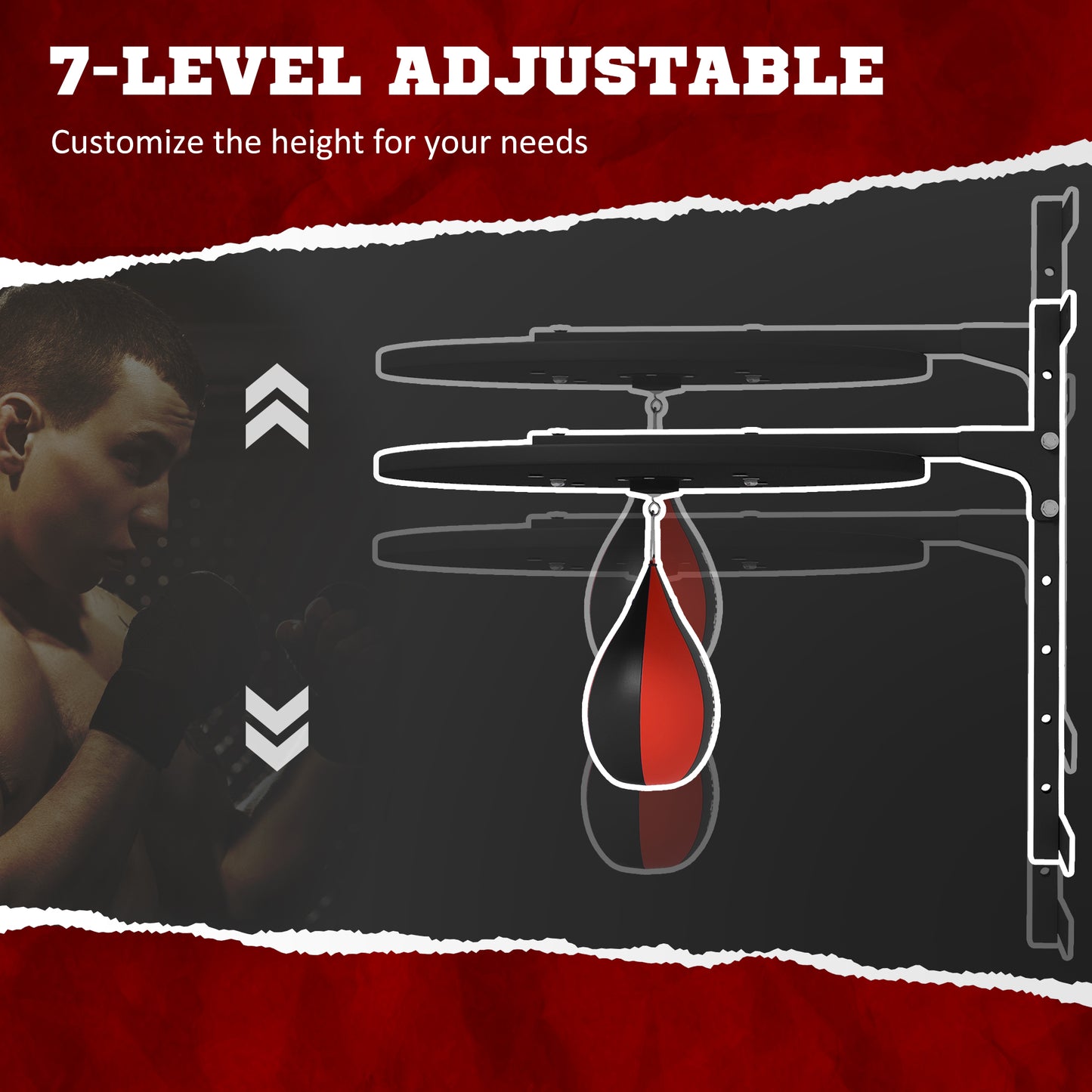 SPORTNOW Adjustable Height Wall-Mounted Speed Bag Training Station | Compact Boxing Kit - ALL4U RETAILER LTD