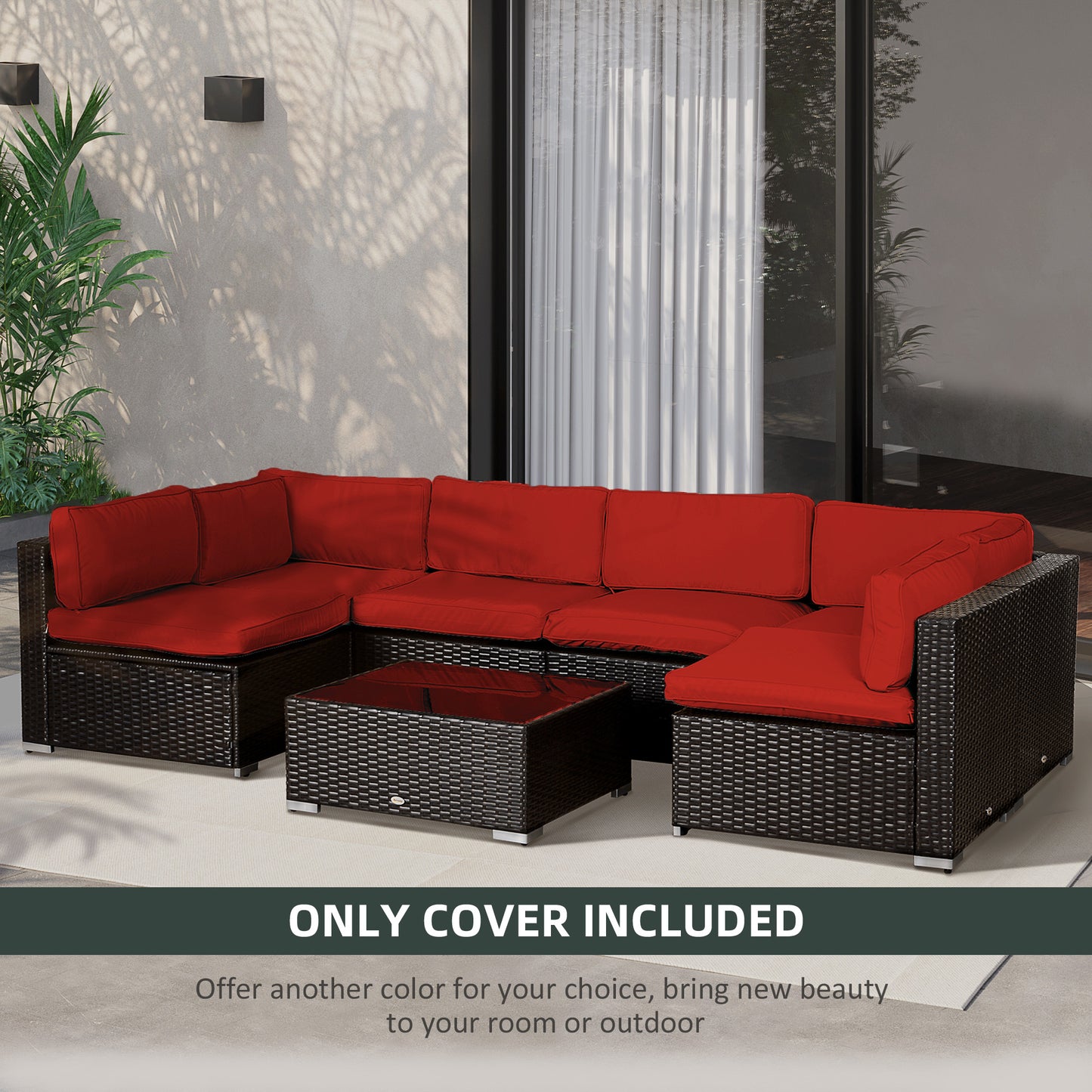 Outsunny 14 Outdoor Cushion Cover Set Red Includes Six Seat Covers Six Large Back Covers And Two Small Back Covers